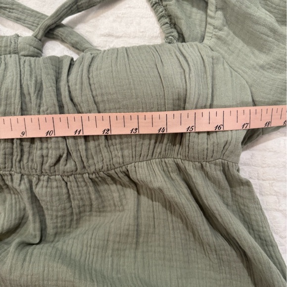 Princess Polly LET'S DANCE MINI DRESS SAGE 100% cotton puff sleeve - Picture 10 of 12